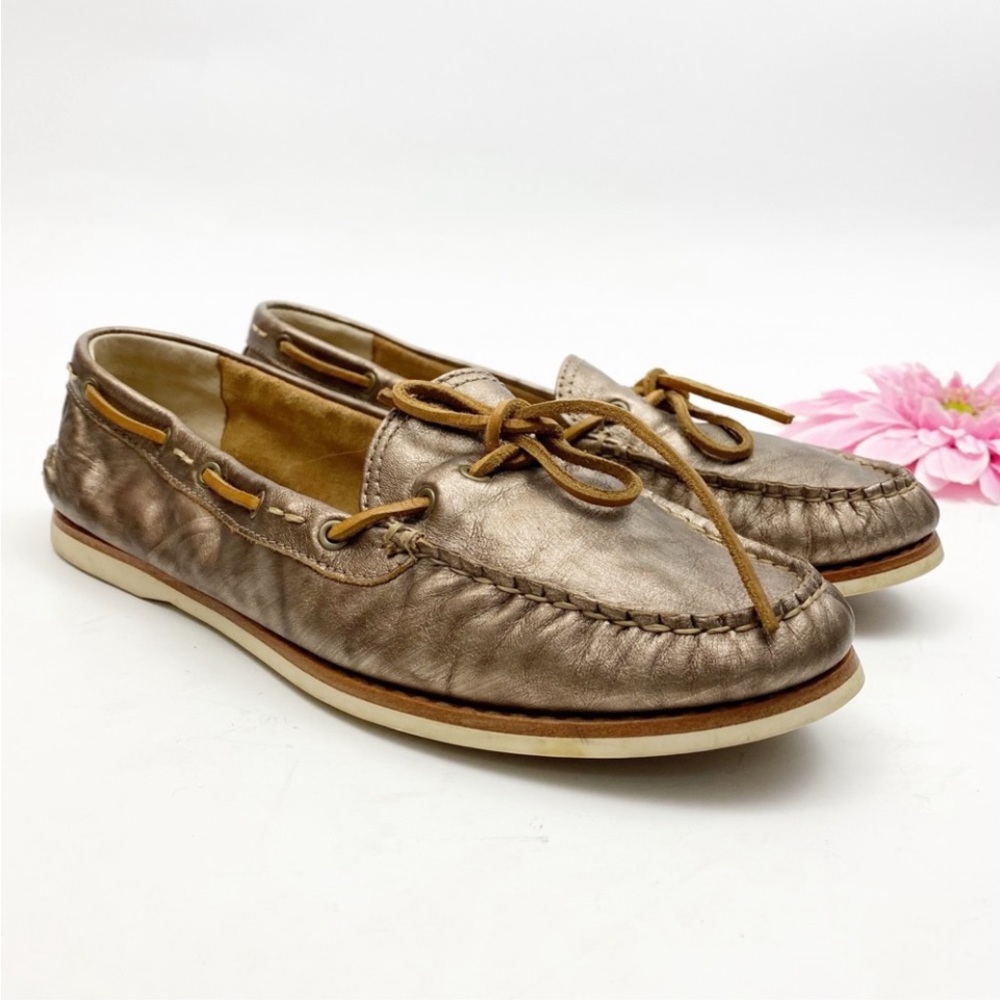 Frye Quincy Tie Leather Boat Shoes Loafers: Bronze